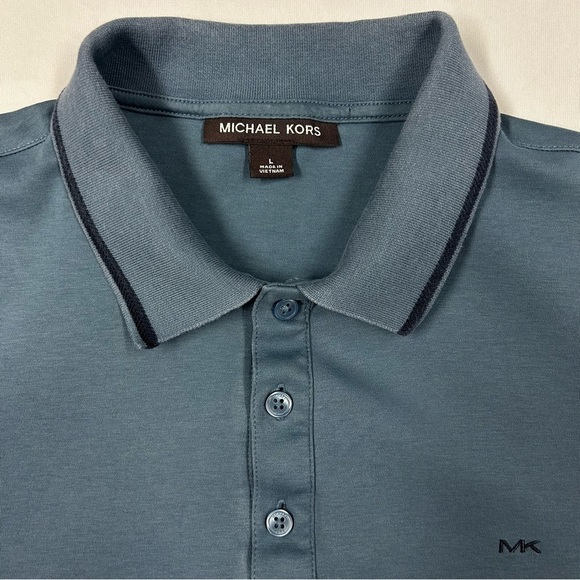 Michael Kors Polo Shirt Mens Size L Short Sleeve Logo Preppy Classic Blue - Picture 3 of 10